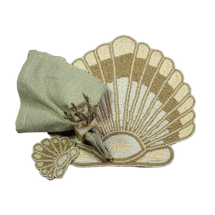 Placemat - Beige Shell Beadwork - Beadwork