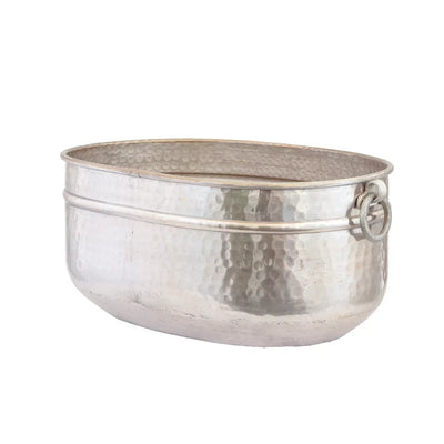 Planter - Beaten Metal Silver Rings 48cm - Iron