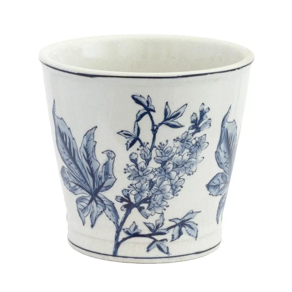 Planter - Blossoms Blue &amp; White 16cm - Ceramic