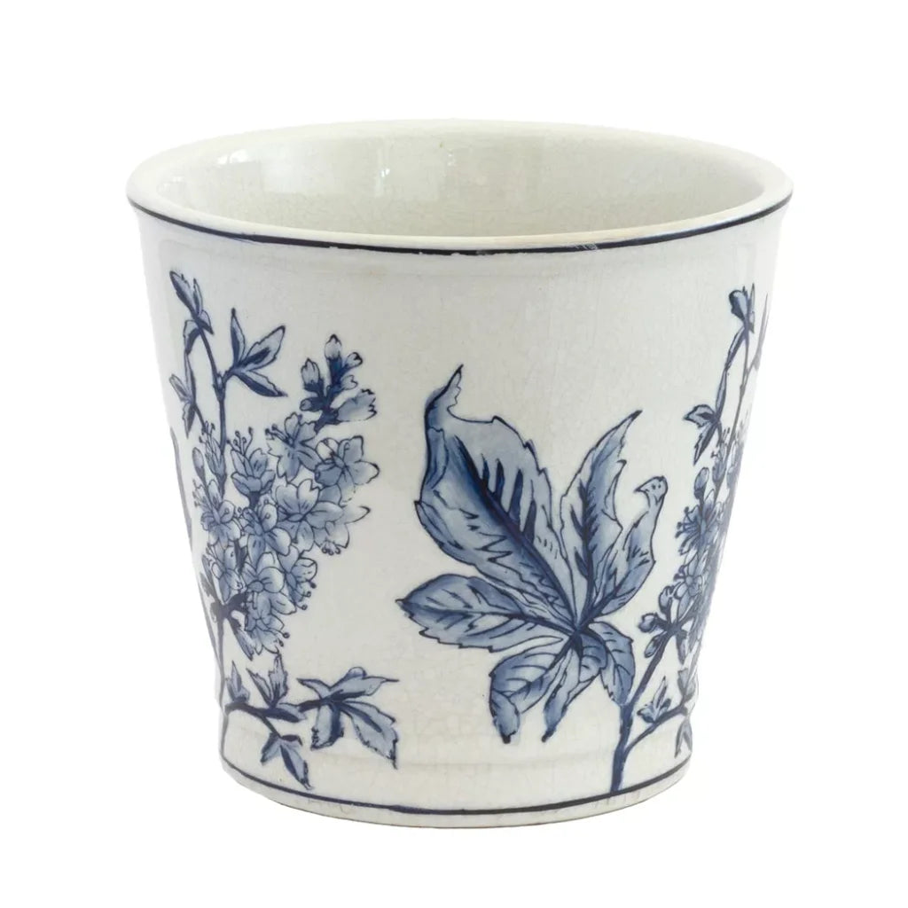 Planter - Blossoms Blue &amp; White 16cm - Ceramic
