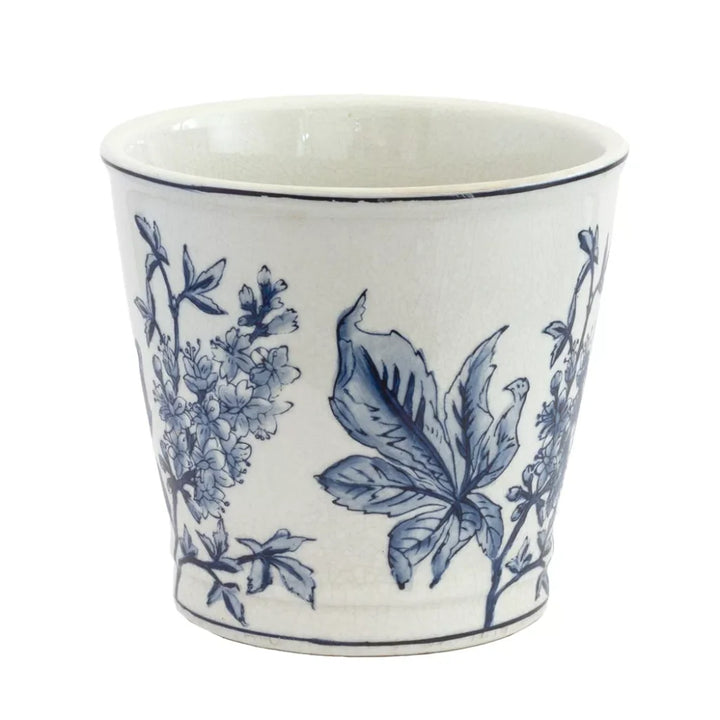 Planter - Blossoms Blue &amp; White 16cm - Ceramic