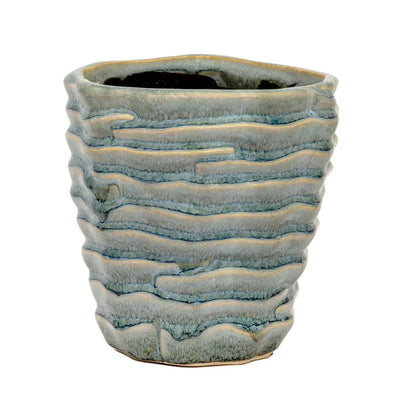 Planter - Ceramic Blue Grey Layered 14cm - Ceramic