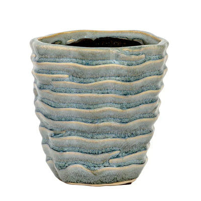 Planter - Ceramic Blue Grey Layered 14cm - Ceramic