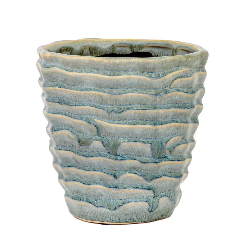 Planter - Ceramic Blue Grey Layered 17cm - Ceramic