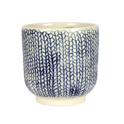 Planter - Ceramic Blue Leaves - Ceramic