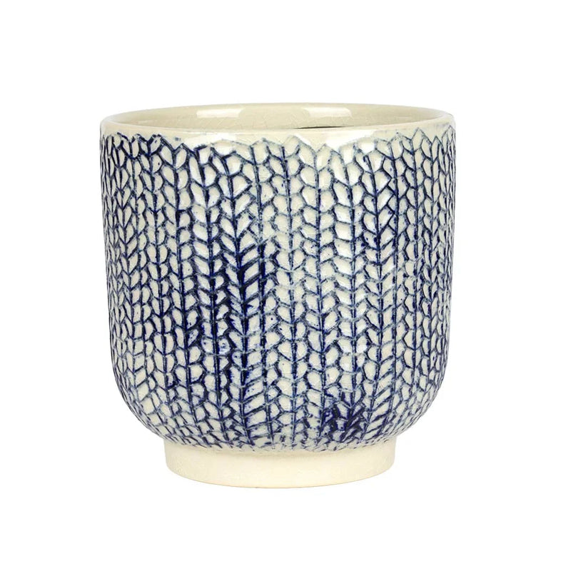 Planter - Ceramic Blue Leaves - Ceramic