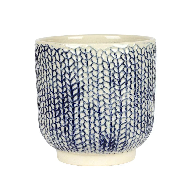 Planter - Ceramic Blue Leaves - Ceramic