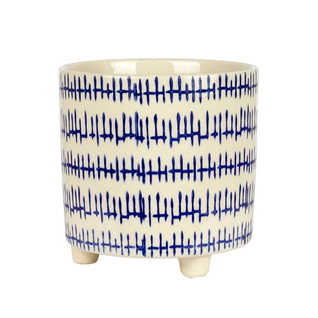 Planter - Ceramic Blue Lines on Feet - Ceramic