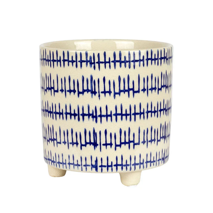 Planter - Ceramic Blue Lines on Feet - Ceramic