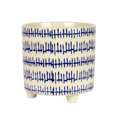 Planter - Ceramic Blue Lines on Feet - Ceramic