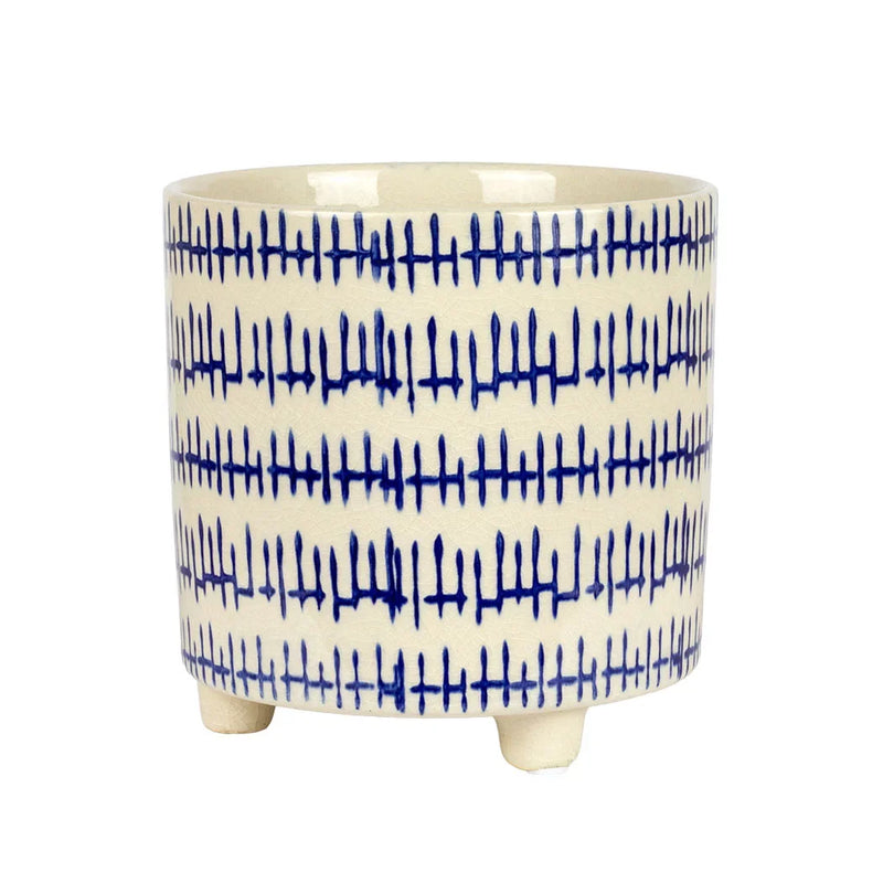 Planter - Ceramic Blue Lines on Feet - Ceramic