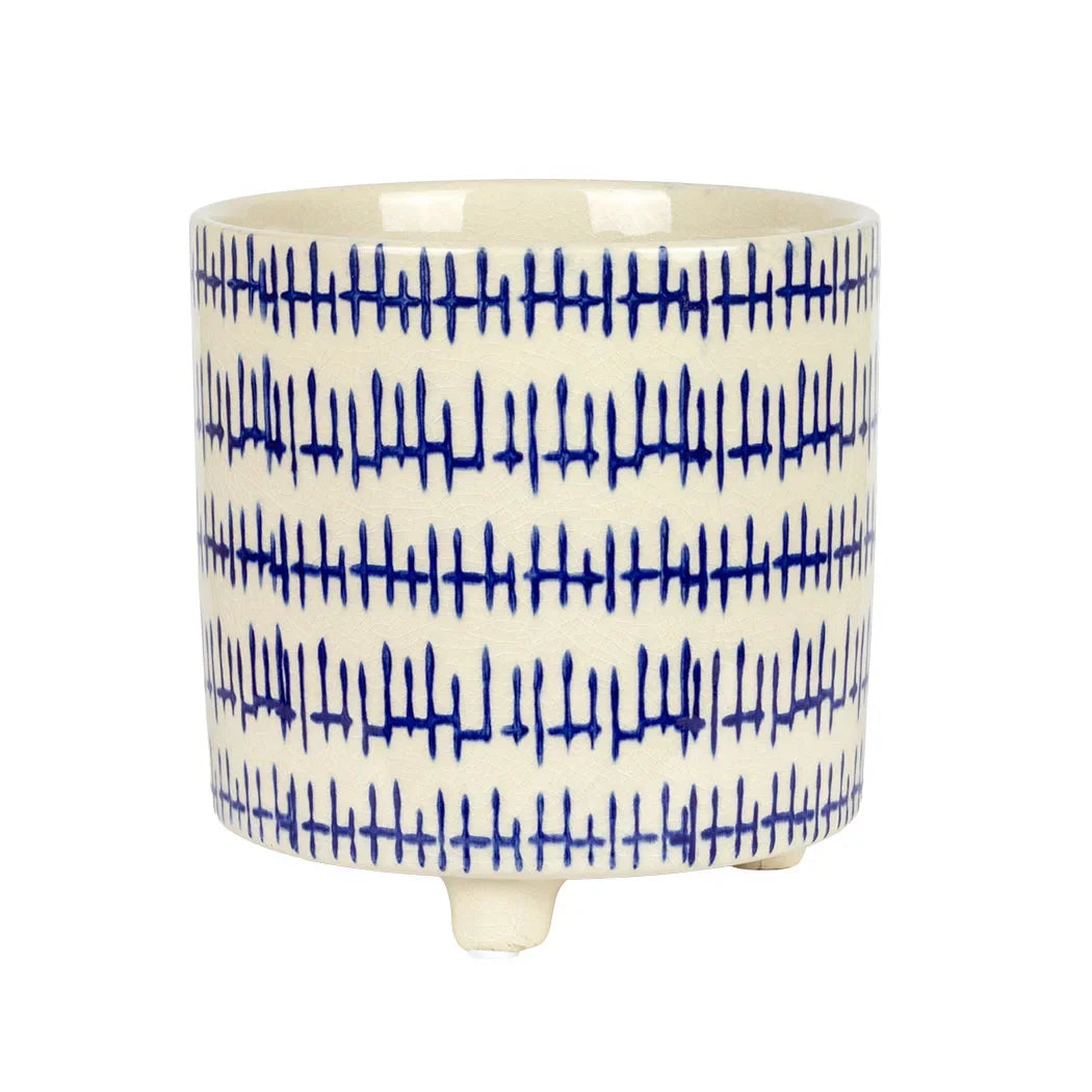 Planter - Ceramic Blue Lines on Feet - Ceramic