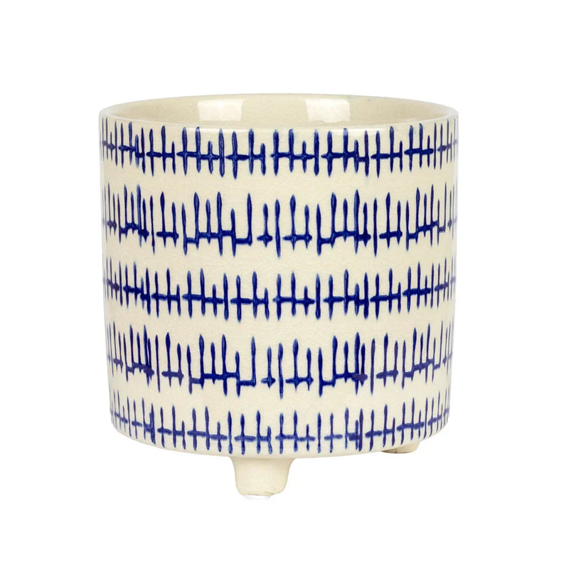 Planter - Ceramic Blue Lines on Feet - Ceramic
