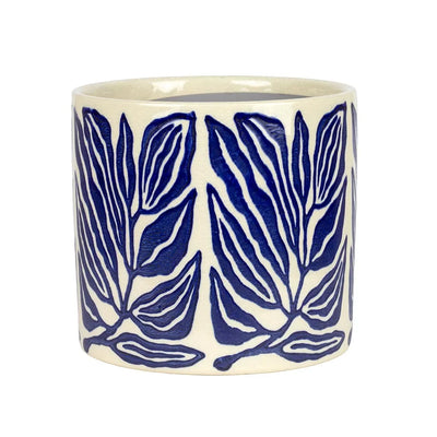 Planter - Ceramic Blue Tropical - Ceramic