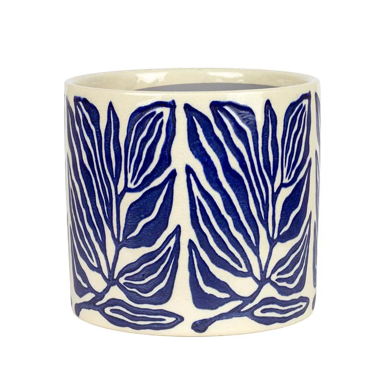 Planter - Ceramic Blue Tropical - Ceramic