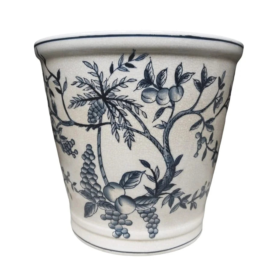 Planter - Ceramic Blue &amp; White Harvest 22cm - Ceramic