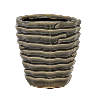 Planter - Ceramic Charcoal Layered 14cm - Ceramic