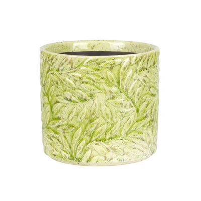 Planter - Ceramic Green Embossed Leaves - Ceramic