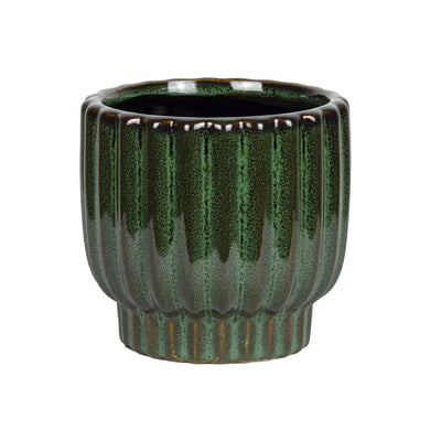 Planter - Ceramic Green Jungle Lines 11cm - Ceramic