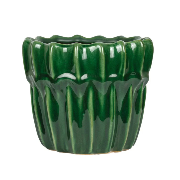 Planter - Ceramic Green Layered 14cm - Ceramic