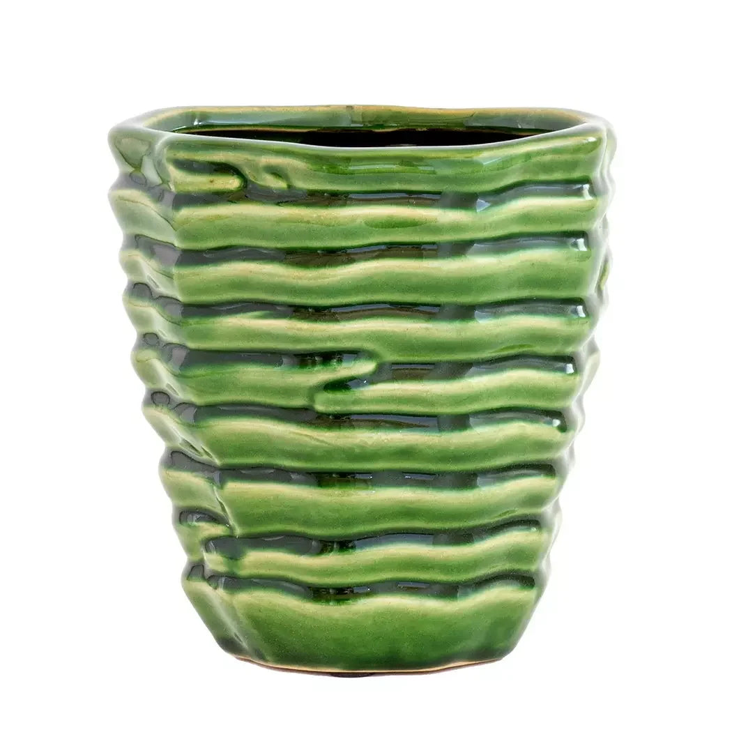 Planter - Ceramic Green Layered 15cm - Ceramic