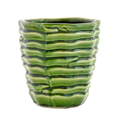 Planter - Ceramic Green Layered 15cm - Ceramic