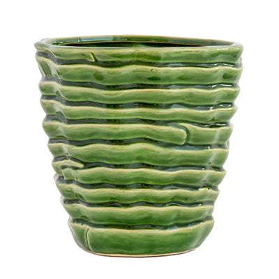 Planter - Ceramic Green Layered 16cm - Ceramic