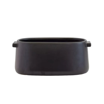 Planter - Ceramic Handled Oval Ebony - Ceramic