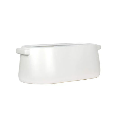 Planter - Ceramic Handled Oval White Large - Ceramic