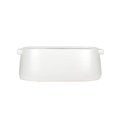 Planter - Ceramic Handled Oval White Large - Ceramic