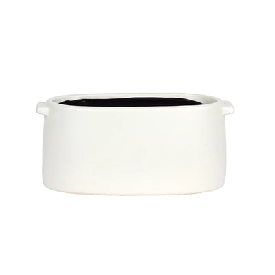 Planter - Ceramic Handled Oval White Small - Ceramic