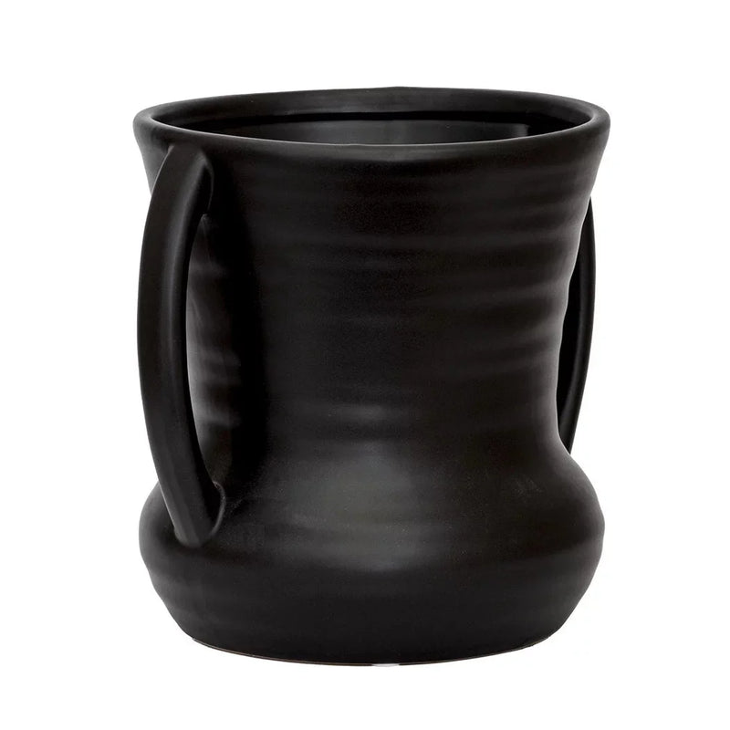 Planter - Ceramic Handled Vase Ebony - Ceramic