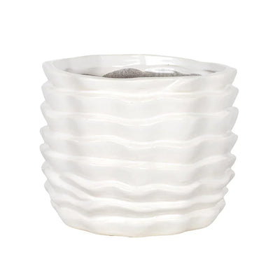 Planter - Ceramic White Layered 15cm - Ceramic