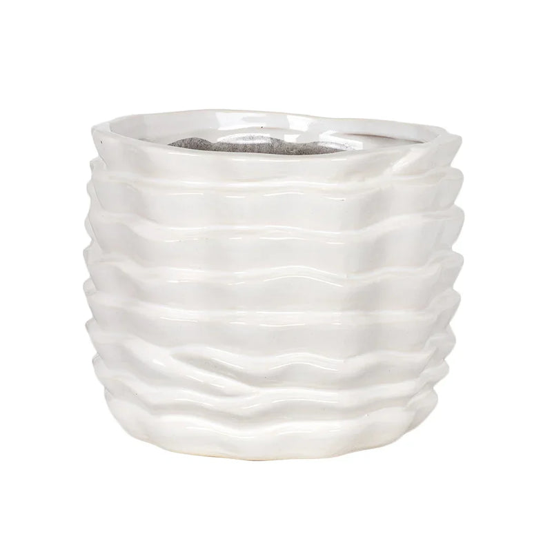 Planter - Ceramic White Layered 15cm - Ceramic