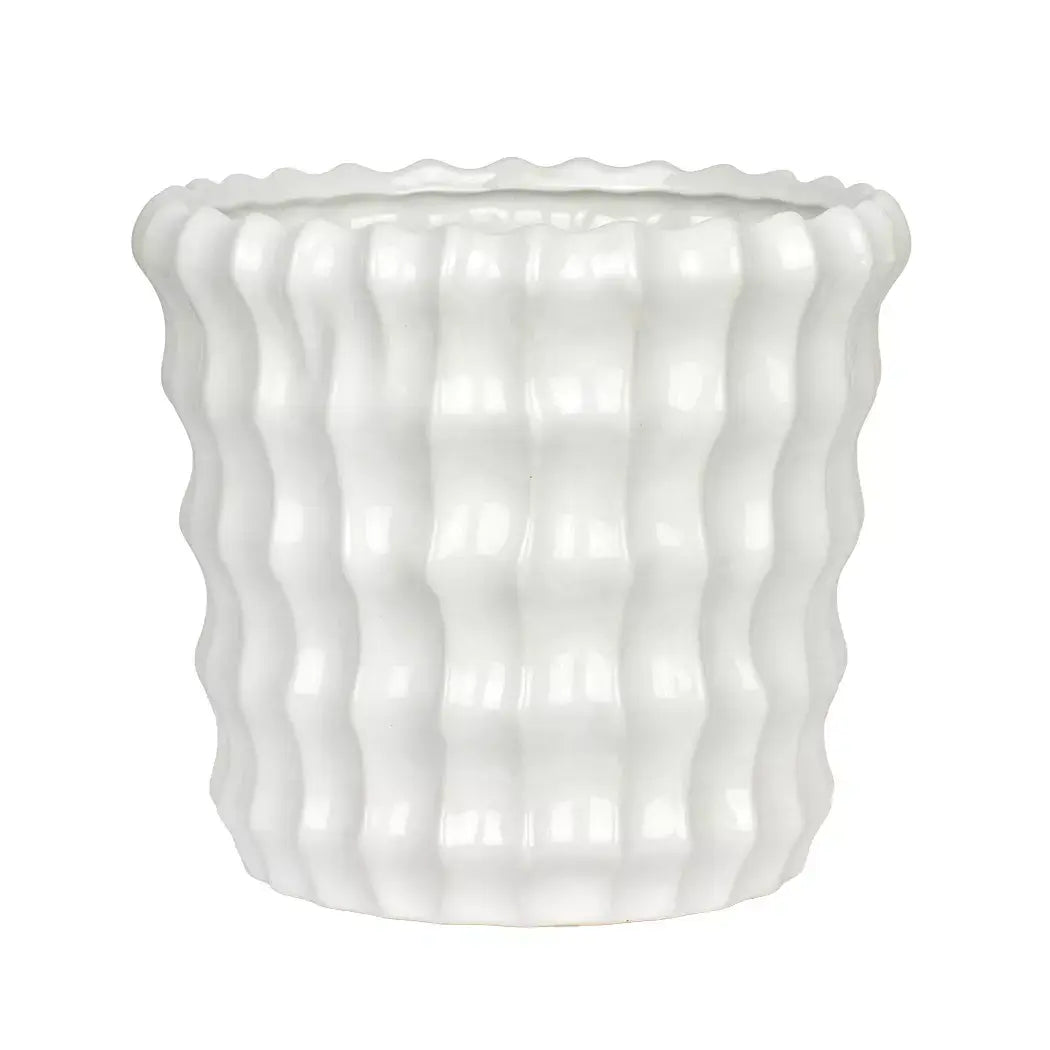 Planter - Ceramic White Textured 18.5cm - Ceramic
