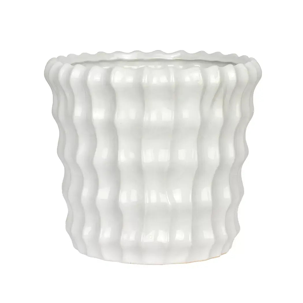 Planter - Ceramic White Textured 18.5cm - Ceramic