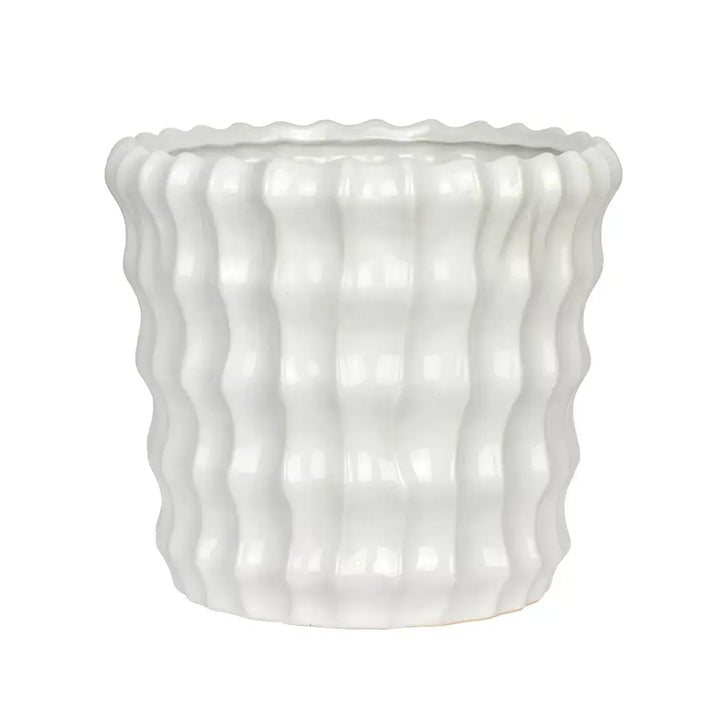 Planter - Ceramic White Textured 18.5cm - Ceramic