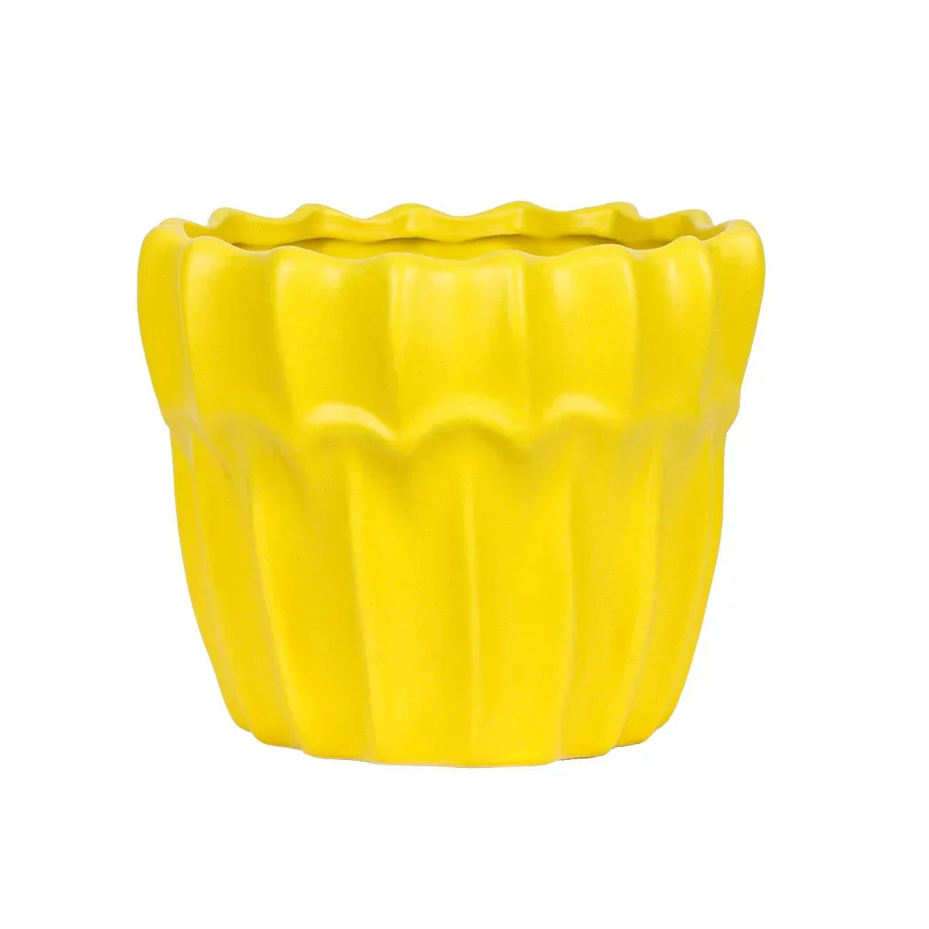Planter - Ceramic Yellow Layered 14cm - Ceramic