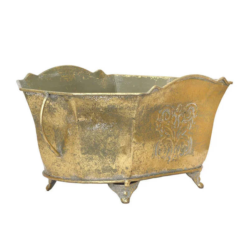Planter - Classical Rectangular Handled Gold - Iron