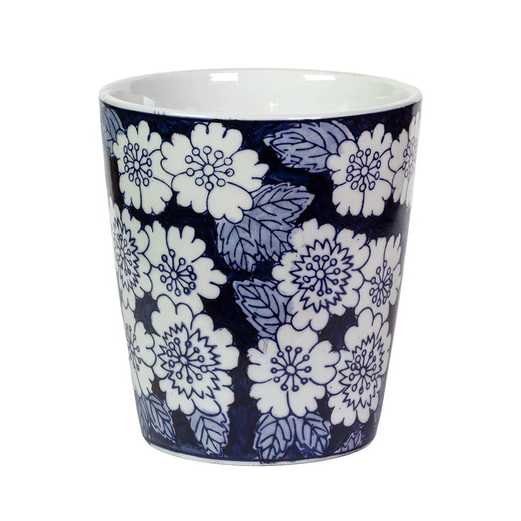 Planter - Floral Blue &amp; White 15cm - Ceramic