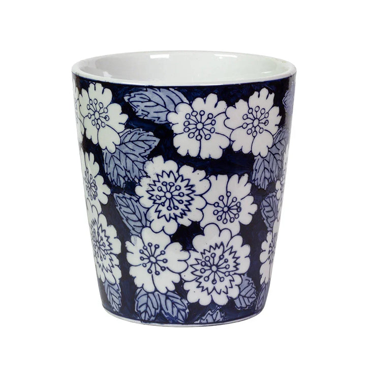 Planter - Floral Blue &amp; White 15cm - Ceramic