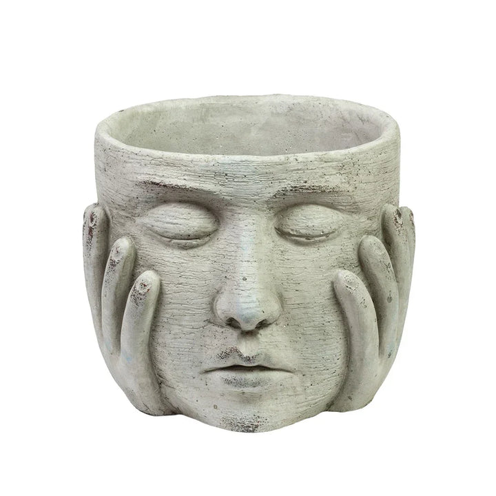 Planter - Hands On Face Cement - Ceramic