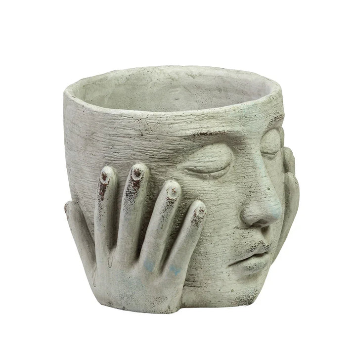 Planter - Hands On Face Cement - Ceramic