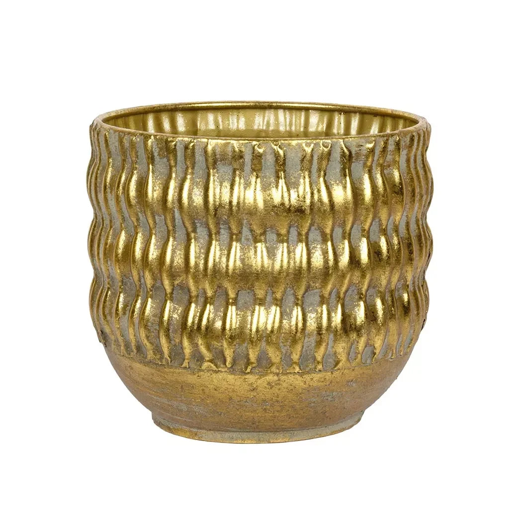Planter - Metal Gold Ripples 15cm - Iron