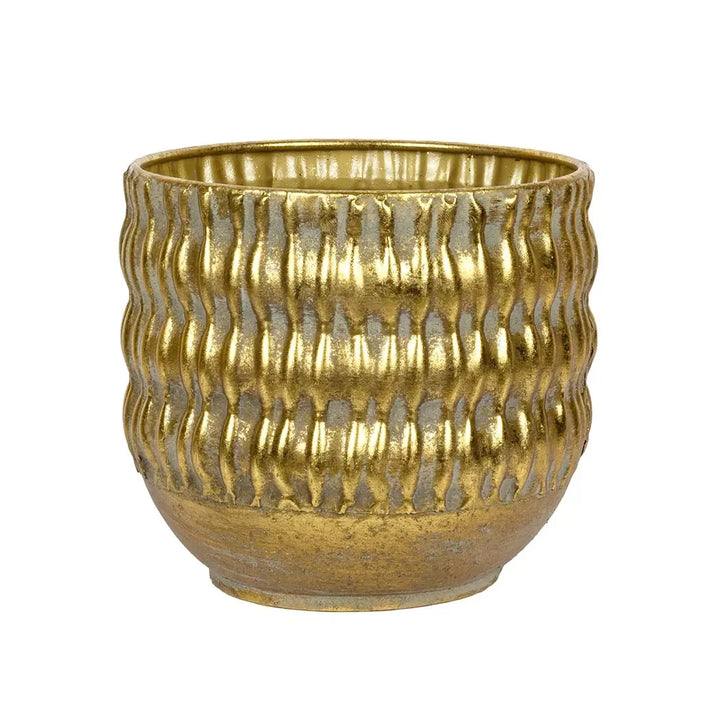 Planter - Metal Gold Ripples 15cm - Iron