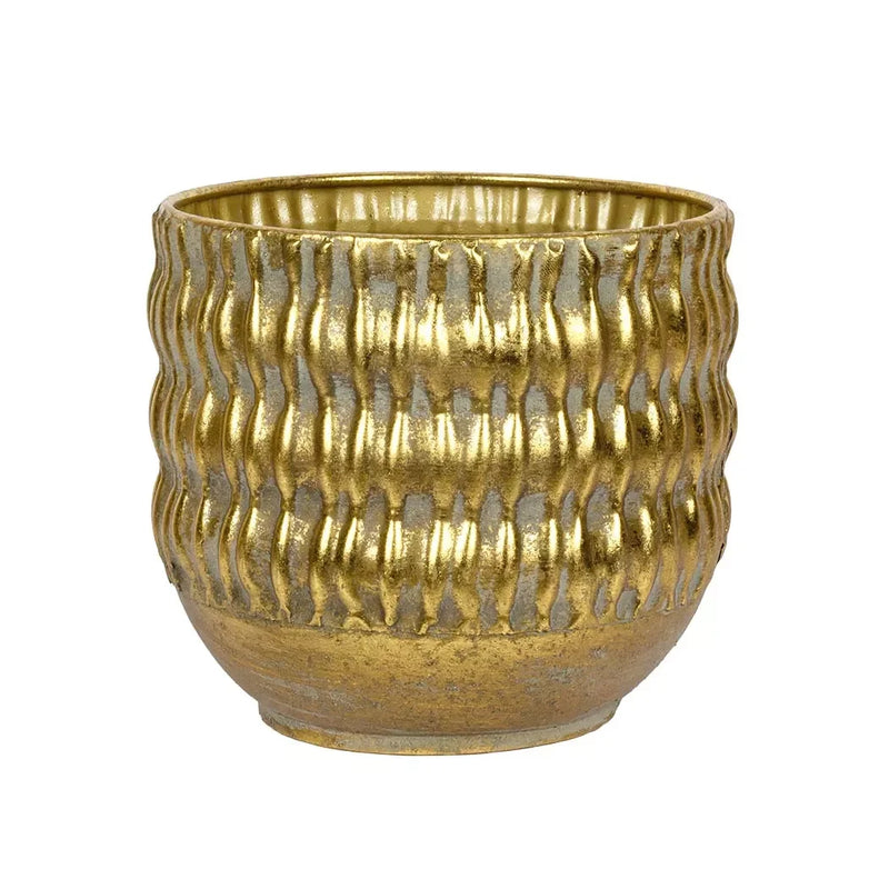 Planter - Metal Gold Ripples 15cm - Iron