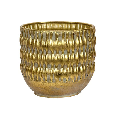 Planter - Metal Gold Ripples 15cm - Iron