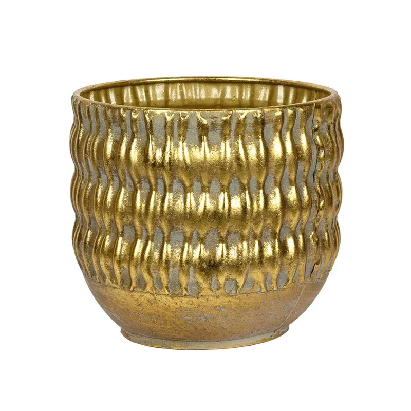 Planter - Metal Gold Ripples 15cm - Iron