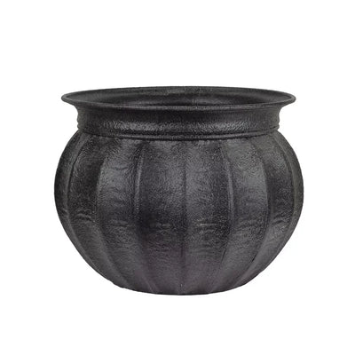Planter - Metal Matt Black Textured 22.5cm - Iron
