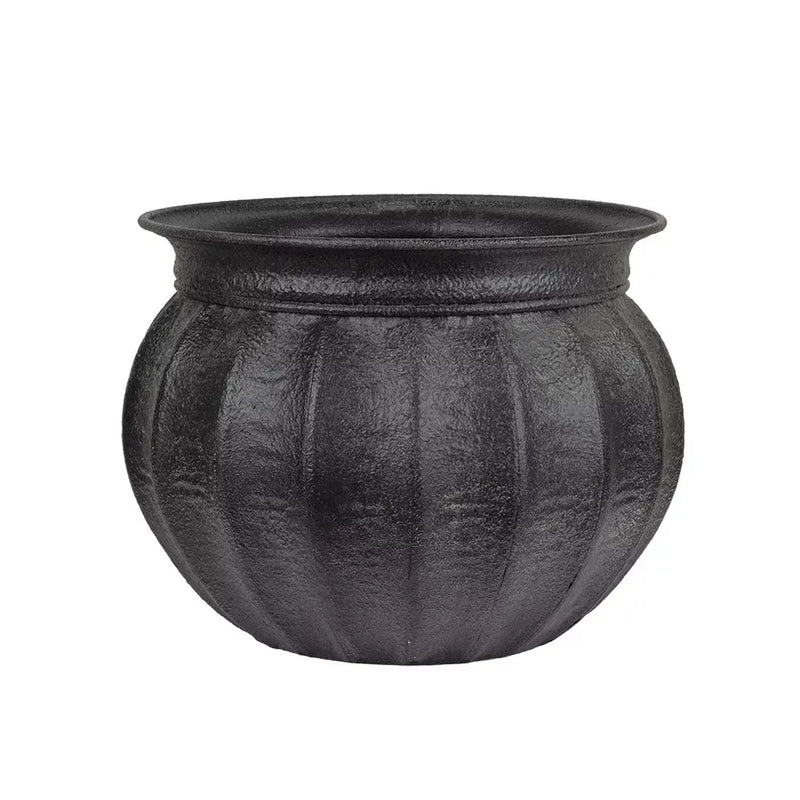 Planter - Metal Matt Black Textured 22.5cm - Iron